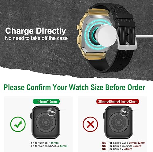 Miniatura 2 de Bandiction Funda resistente de diseño de lujo con correa compatible con Apple Watch Band de 1.732in 1.772in, funda protectora de metal con correa de