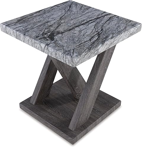 Miniatura 11 de Signature Design by Ashley Bensonale - Juego de mesa ocasional contemporánea con tapa de mármol sintético y ruedas, juego de 3, gris y marrón oscuro