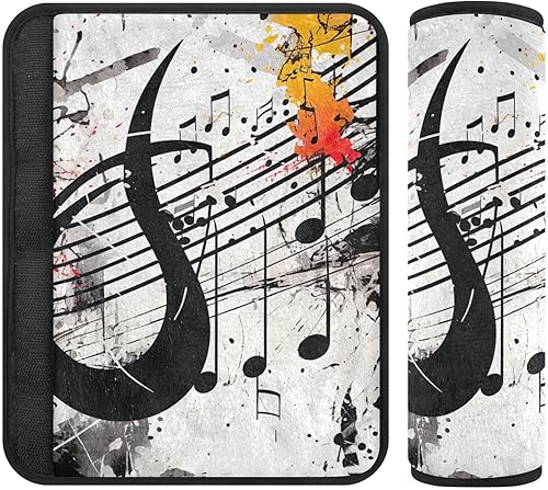 a Splattered Music Note - Funda para cinturón de seguridad para niños, funda suave para correa de asiento de automóvil, acolchado para cinturón de