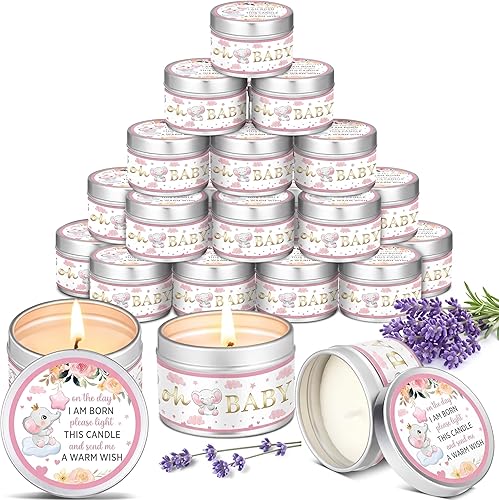 MTLEE Baby Shower Party Favors Gifts Scented Baby Shower Candles Lavender Gender