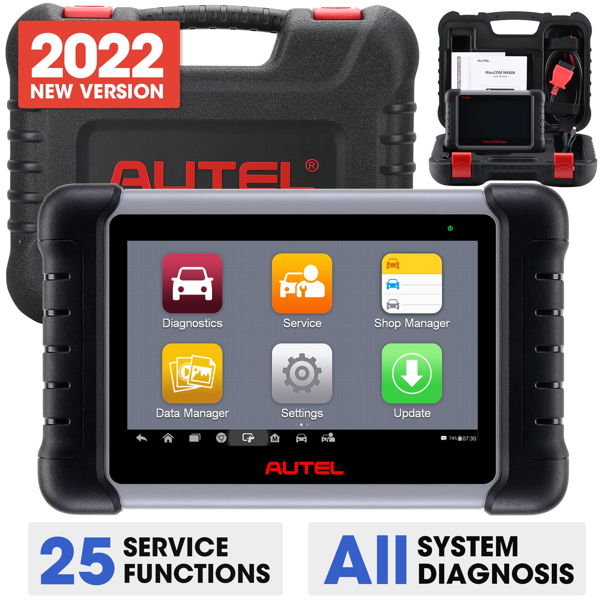 Autel Scanner Autel MaxiCOM MK808, 2022 OBD2 Scanner MK808 Diagnostic Scan Tool with All System and 