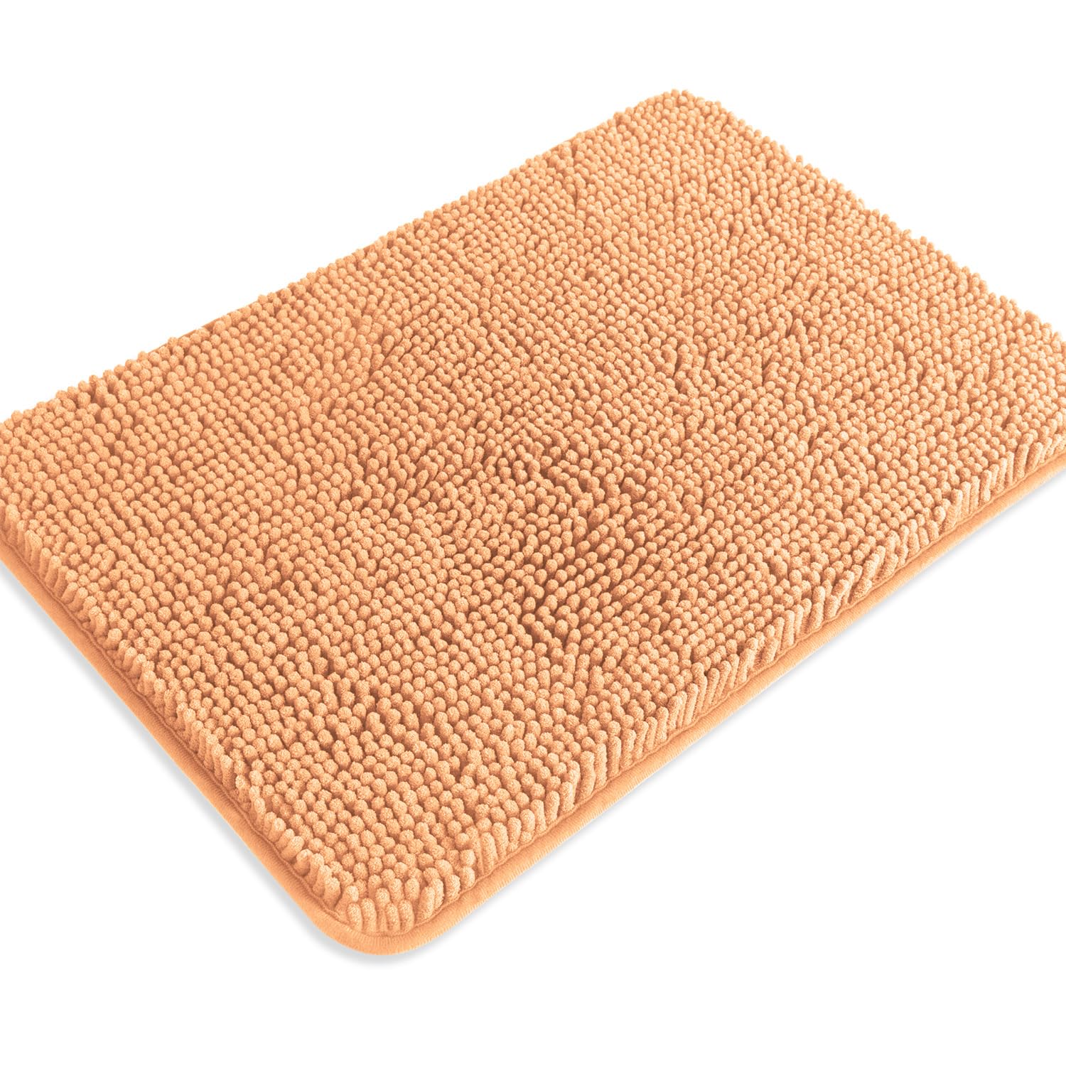 PureSwan Peach Bathroom Rugs – Absorbent and Washable Bath Mat, Non-Slip, Thick Soft Chenille Bath Rugs for Bathroom Floor, Shower, Sink - 17" x 24"