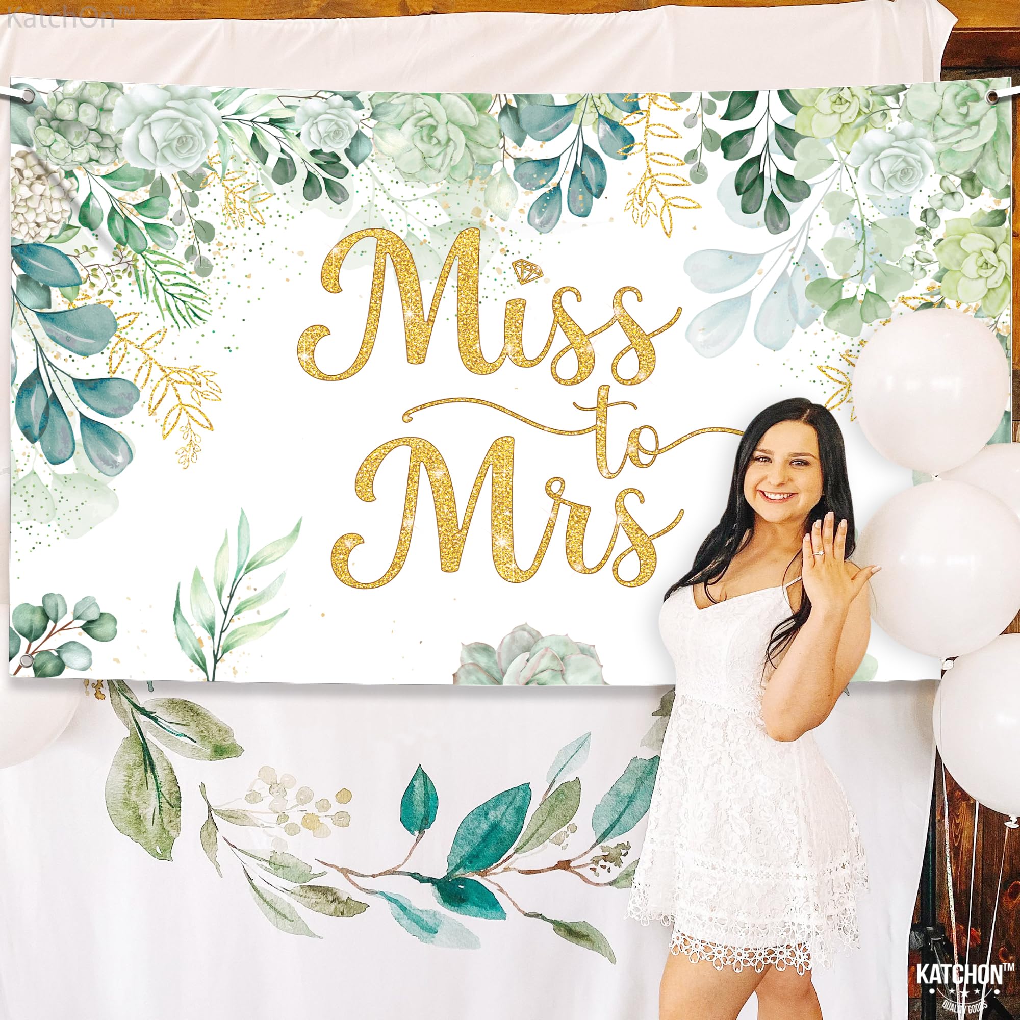 Miss To Mrs Gold Poster Banner - DE, 72 inches by 44 inches - Image 2