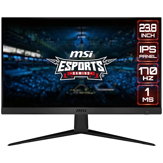 MSI Optix G241 Gaming-monitor met 61 cm (24 inch) FullHD 144 Hz (1920 x 1080p, IPS-paneel, verhouding 16:9, helderheid 250 nits, 1 ms reactietijd, AMD FreeSync) zwart