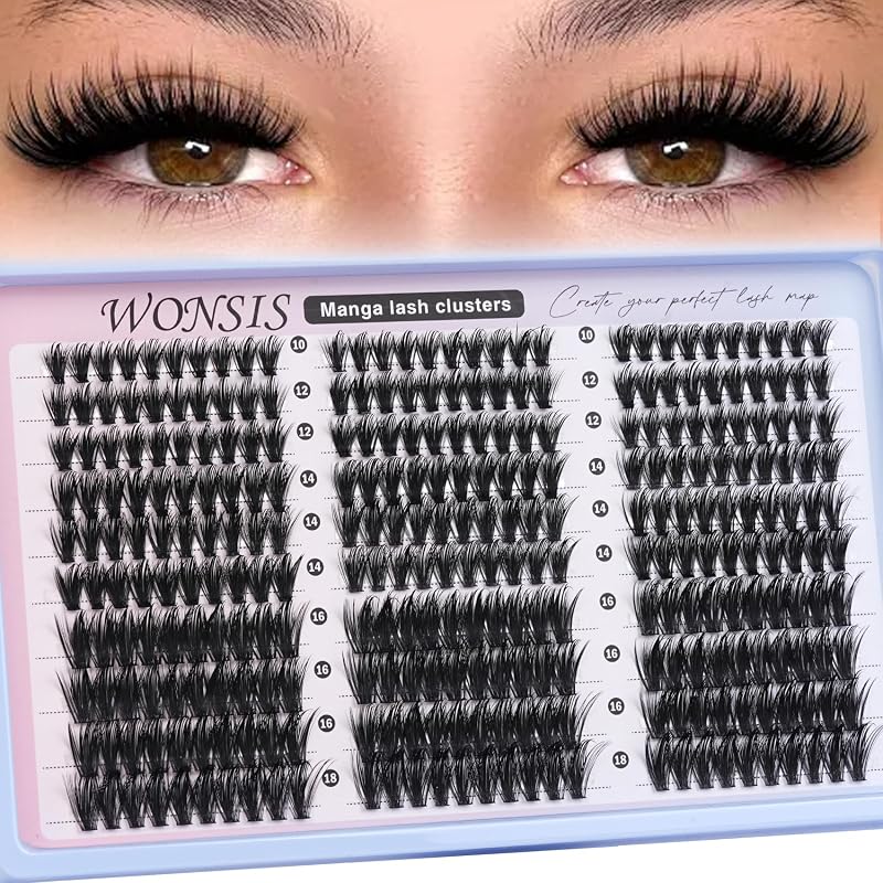 Cílios Postiços em Tufos WONSIS com Curvatura C e Pontas Definidas, 20D, 30D, 8–16 mm