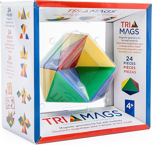 Tri-Mags - Rompecabezas magnético, juguete de aprendizaje STEM de 24 piezas
