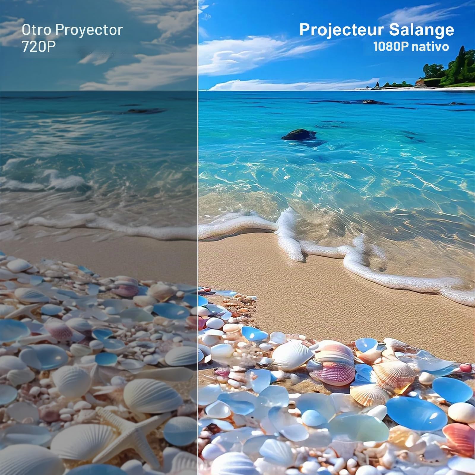 Salange Proyector, 1080P Nativo Compatible con 4K,Inteligente Android 14 Proyector con WiFi6 y Bluetooth 5.4 Enfoque Electrónico y Corrección Automática, Integrado en Youtube/PrimeVideo