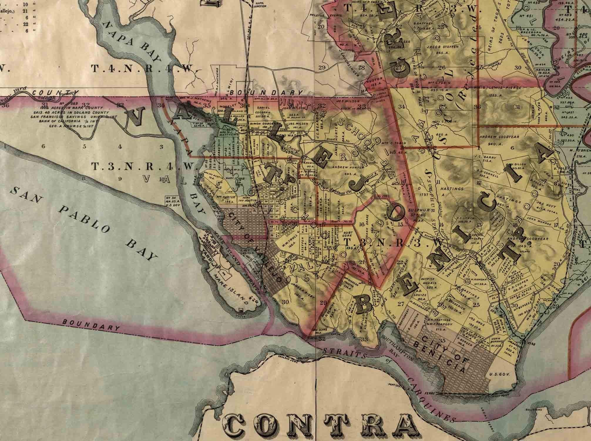 Amazon.com: Solano County California 1890 - Wall Map with Landowner Names  Farm Lines Genealogy Old Map Reprint : Handmade Products