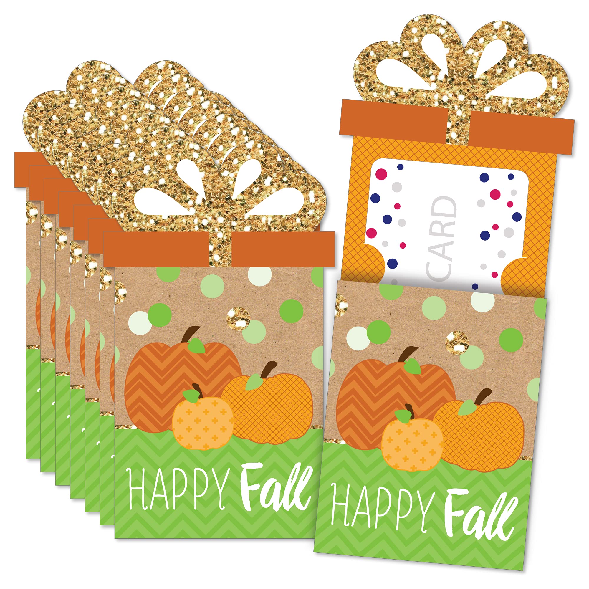Big Dot Of Happiness Kürbis Geschenkkartenhalter – 8 Stück + Umschläge | Für Halloween, Herbst & Thanksgiving, Doppelseitig Bedruckt