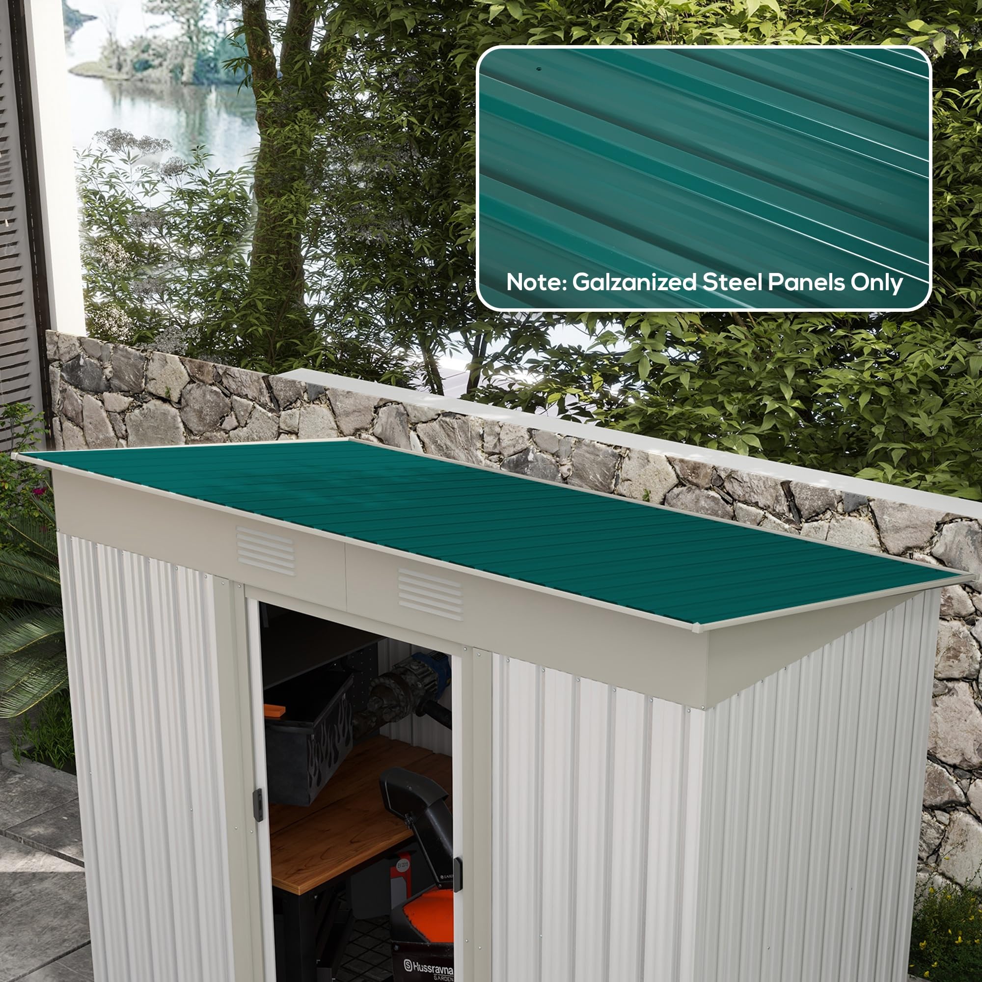 Outsunny 12 Stück Trapezblech 129x45cm 7m² Verzinkt Dachblech 0,25 mm Wetterfest Profilblech Verzinkter Stahl Dachplatten Dachpaneele Stahlblech Wellblechplatten für Dach Gerätehaus Carport Grün
