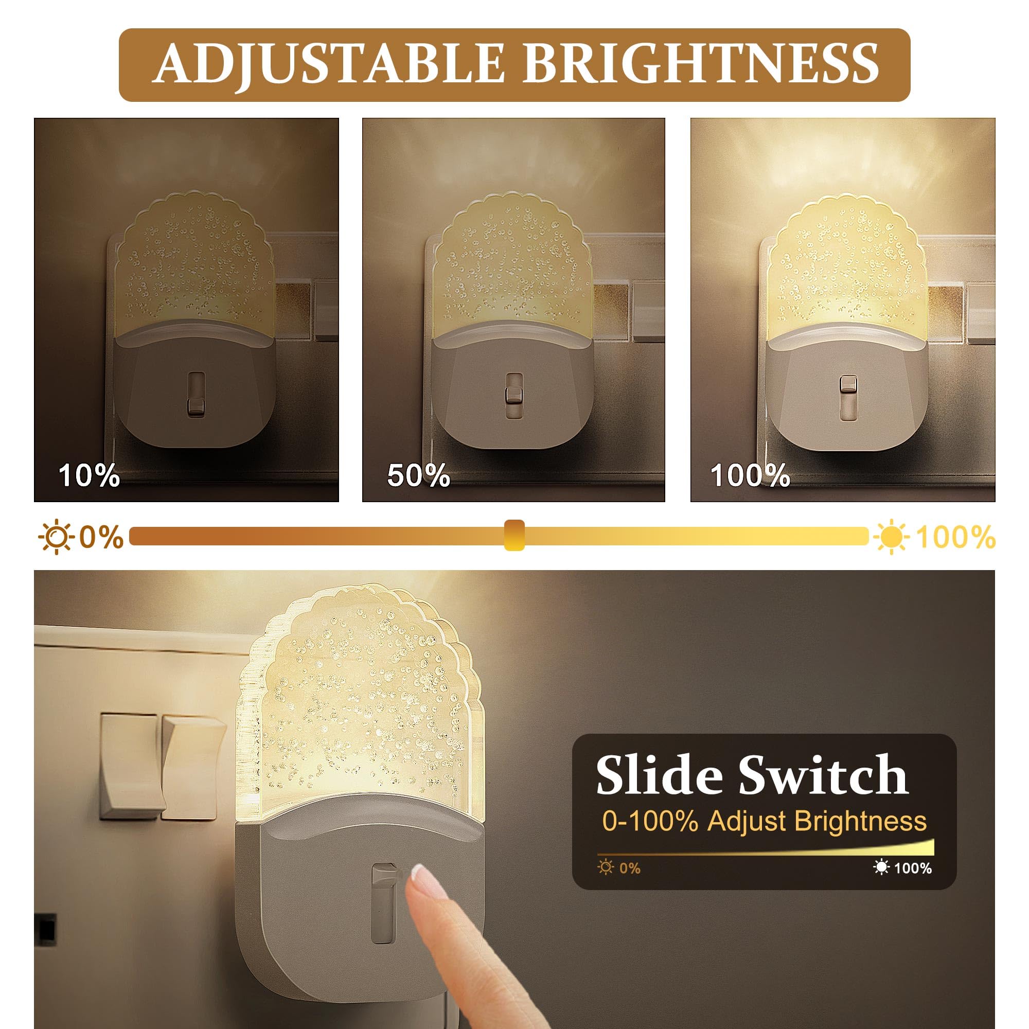 Techgomade Night Light Plug in Wall with Dusk to Dawn Photocell Sensor, Dimmable 0-100 LM, Warm White 3000K, 0.5W Low Energy - Image 3