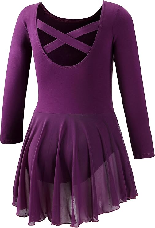 DIPUG Girls Dance Dress Long Sleeve Ballet Leotards Toddler Dance Outfit
