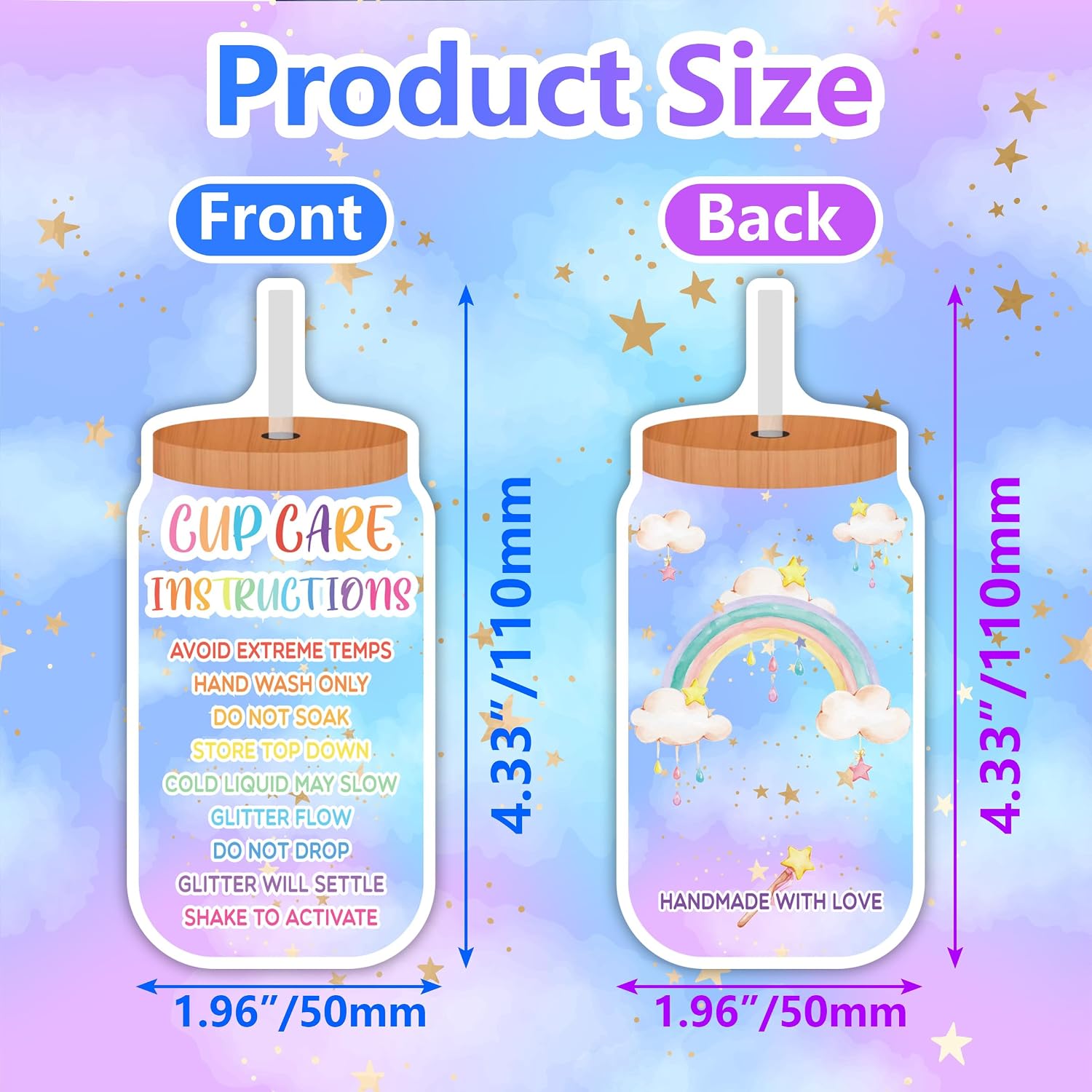 270 Pcs Tumbler Cup Care Instructions Cards Customer Direction