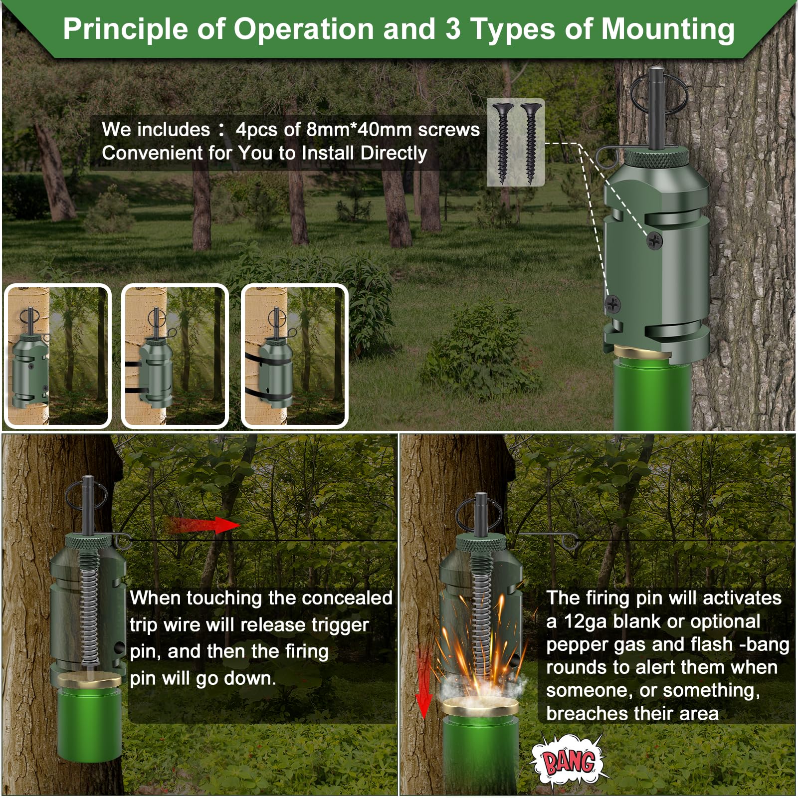 Alarma de viaje perimetral, alarma de viaje, dispositivo de alarma de alambre de viaje de camping de calibre 12, alarma de viaje de seguridad para camping, sistema de seguridad de advertencia temprana
