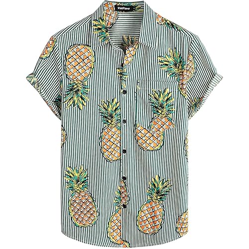 VATPAVE Mens Floral Hawaiian Shirt Casual Button Down Short Sleeve Aloha Beach Shirts