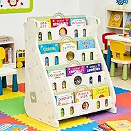 Kids Bookshelf for Toddlers, 7 Tier Bookcase for Living Room/Bedroom/Nursery/Classroom, Corner Baby Book Storage Organization Montessori Book Shelf (Green-7-Tier Bookcase)