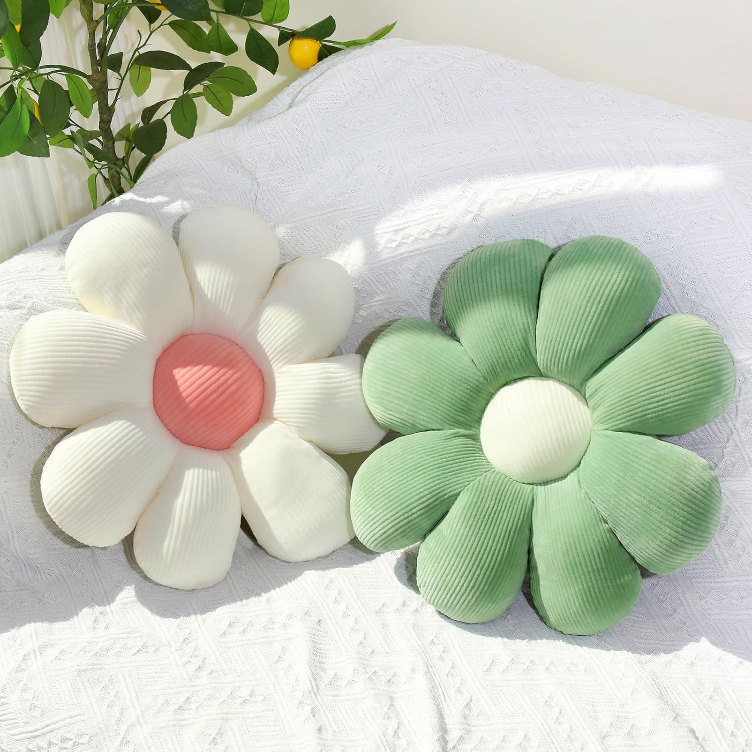 Mepherl 2 PCS Flower Pillow Flower Plush Throw Pillow
