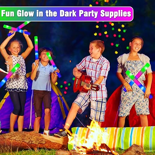 Miniatura 7 de 15 varillas gigantes de espuma de 16 pulgadas, suministros de fiesta de Halloween, 3 modos de cambio de color, bastones brillantes que brillan en la