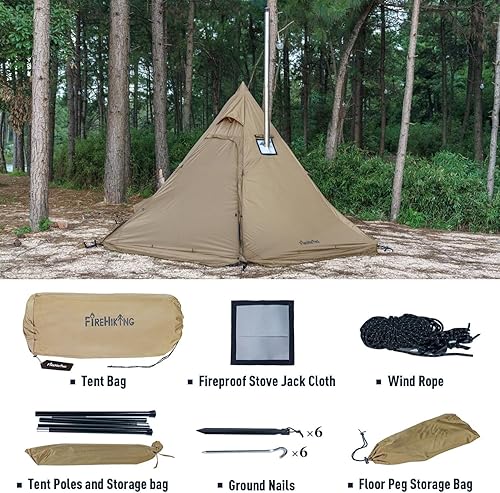 Miniatura 7 de FIREHIKING Tienda de campaña caliente para 2-4 personas Tipi