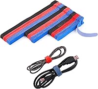 Vista 16 de 120 bridas de sujeción para cable reutilizables, multiusos de 20 cm para gestión de cables con gancho y bucle, bridas ajustables para organizar
