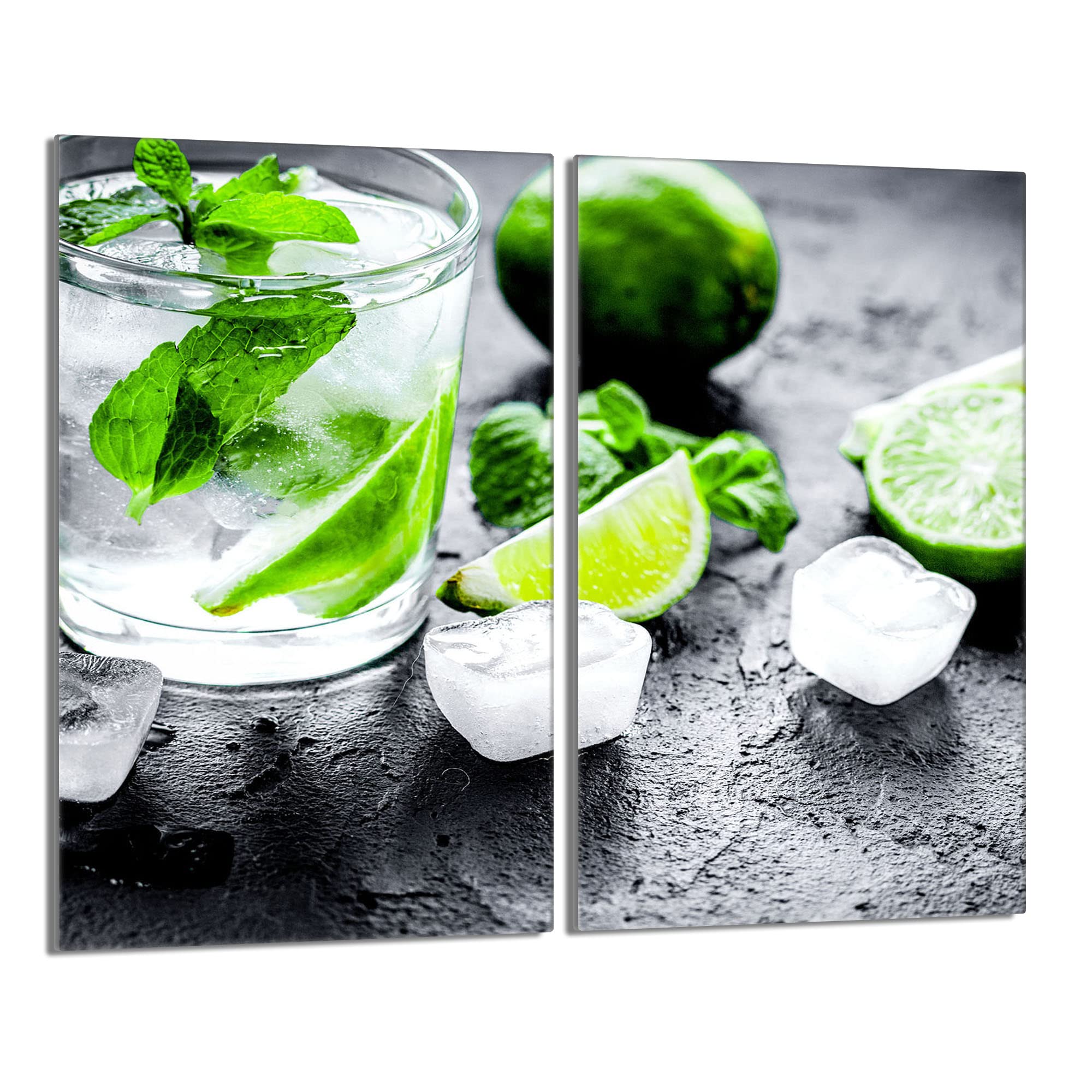 Tabla de cortar decorativa de cristal templado y cubre vitro, Placa protectora de vitrocerámica 30 x 52 cm 2 piezas, para inducción, protección contra salpicaduras, decoración, CAL