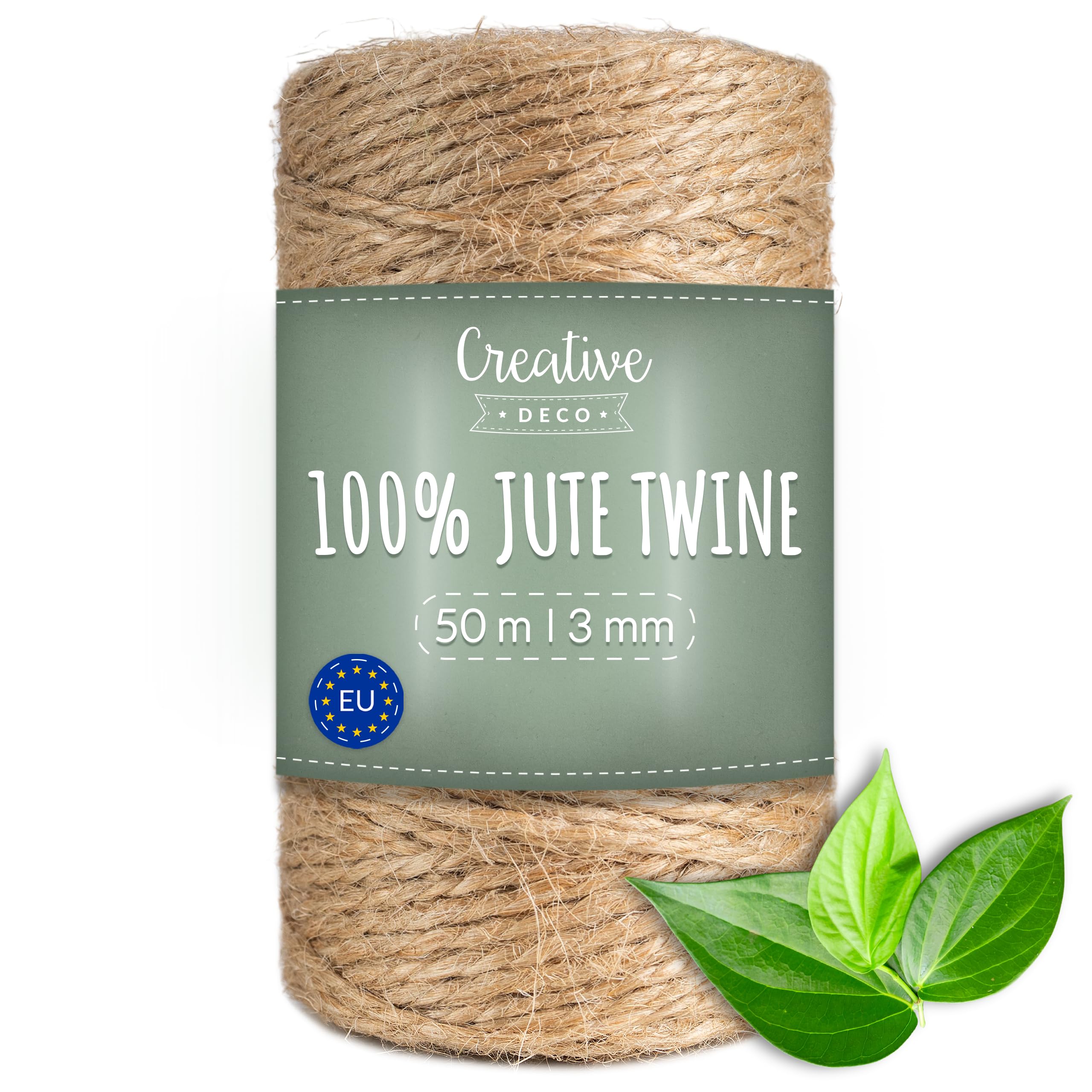 Creative Deco Brown 164 Feet Jute Twine Rope String Natural | 50 M Garden Jute String Roll | 3Mm Thickness 3 Ply | Cord For Gardening Arts & Crafts Diy Decoration Gift Wrapping | Thick & Strong