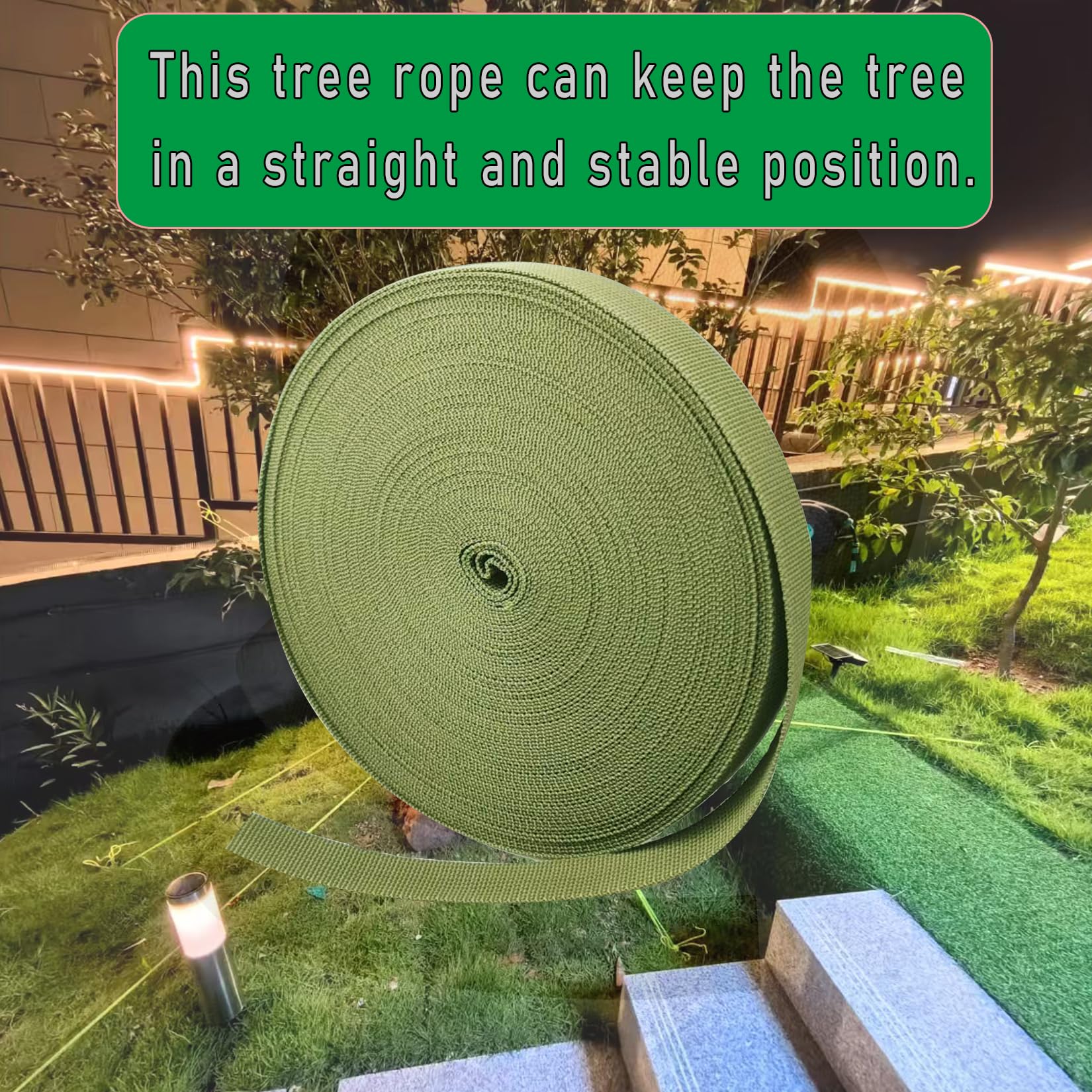 1 rollo de corbata para árbol de 65.6 pies para soporte de plantas, correa de jardín de 1 pulgada de ancho, material de estacas y guiado, 0.8 kg de fuerza (caqui)
