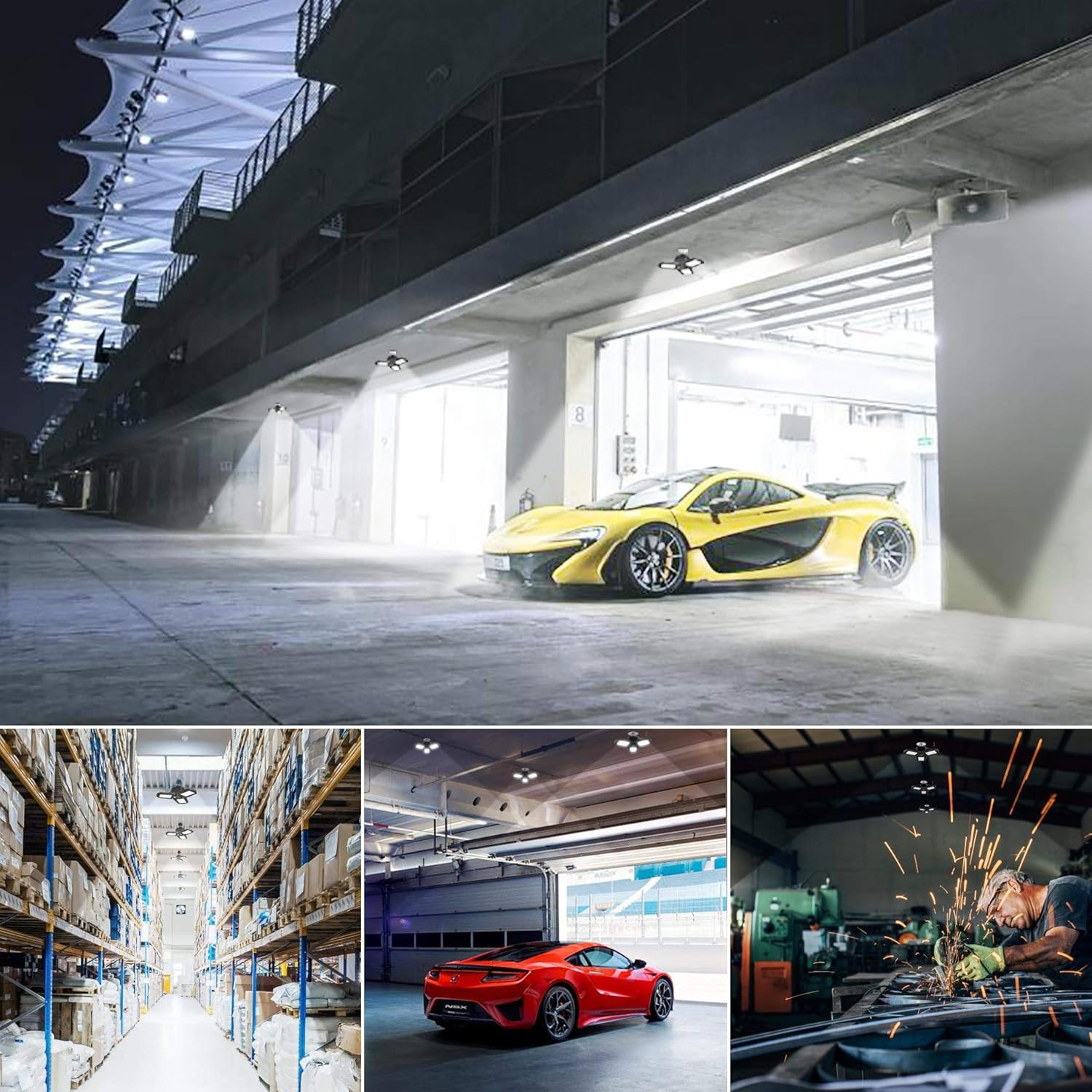 Lіmіtеd Dіѕсоunt LED Garage Light E26 Screw Base,Hansang 60W Deformable LED Lamp 6000K Daylight 6000LM LED Shop Light,Adjustable Aluminum Panels 360 Degree for Shop,Barn,Warehouse (NO MotionActivated)