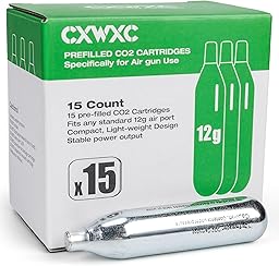 CXWXC Capsules de CO2 8 g/12 g – Capsules de CO2 de haute pureté (99,9 %), boîtier en acier, sans huile et anti-fuite, système Click‑Lock sans filetage – Pour appareils à pression d'air et