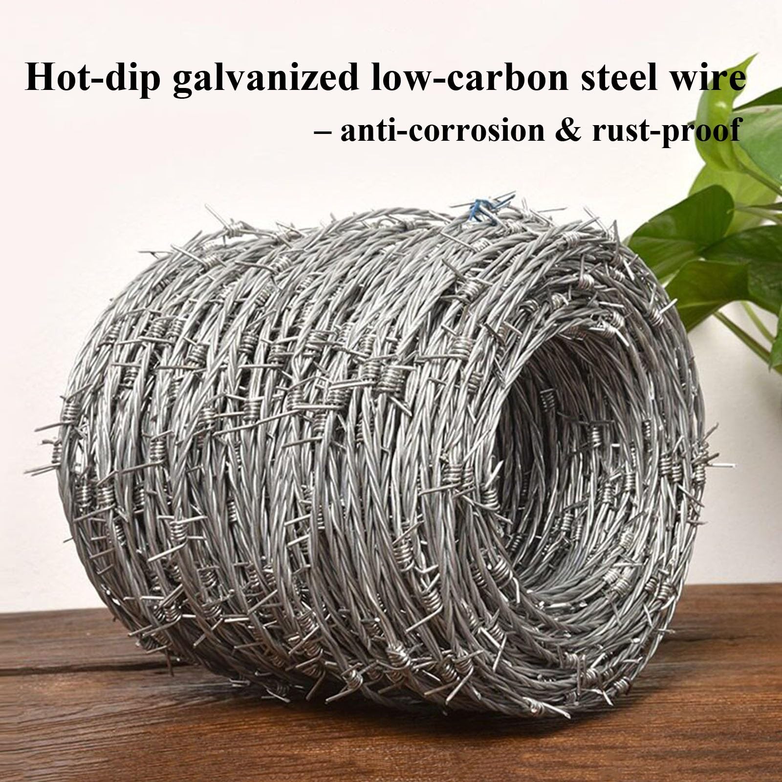 Alambre De Púas | Acero Galvanizado | Ideal Para Cercas De Seguridad, Ganado | Cercas Para Hogar Y Jardín(Thick 3.7mm,200m)