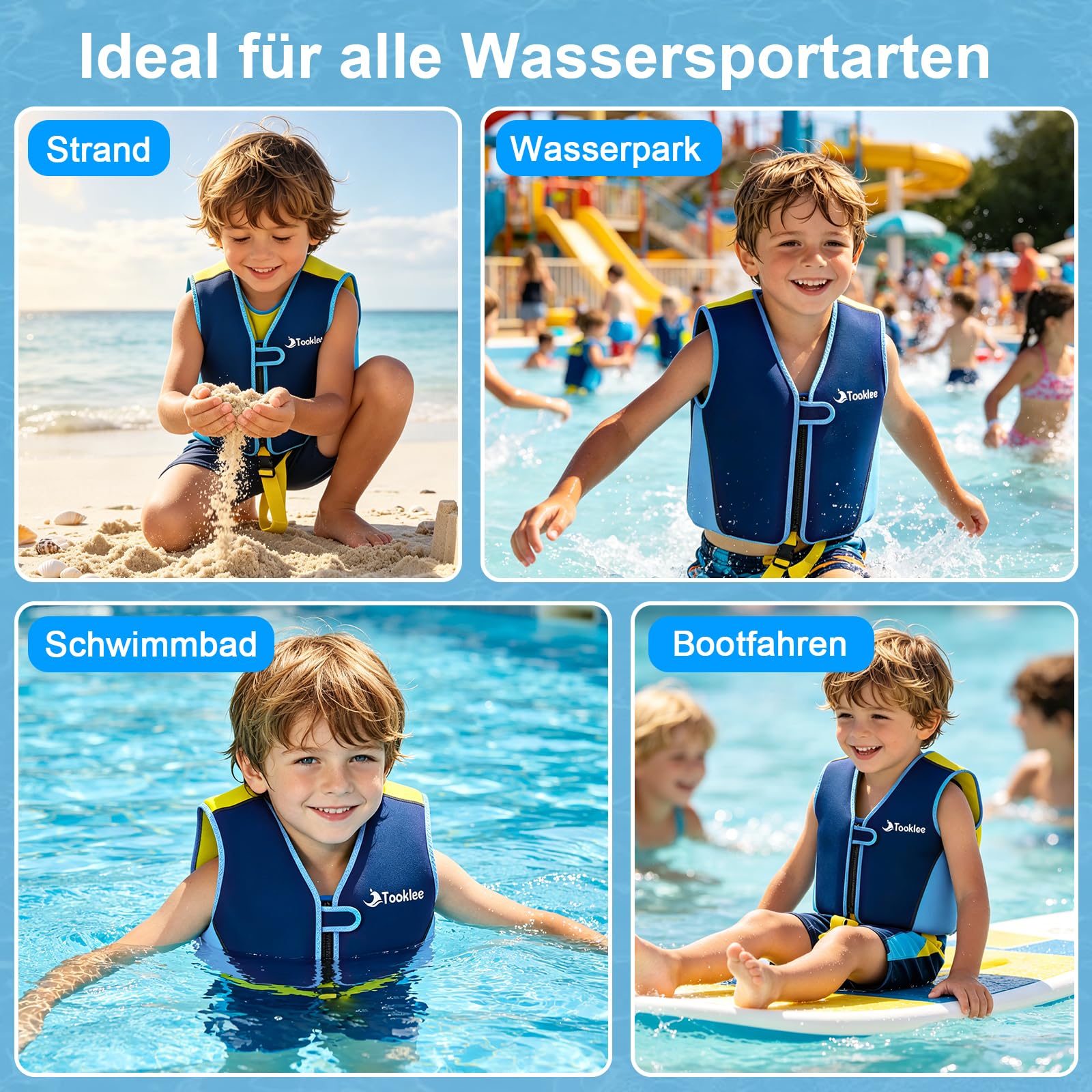 Schwimmweste Kinder TÜV-geprüft, Neopren Schwimmhilfe Kinder, Verstellbar, Leicht und Komfortabel, Unterstützt Schwimmtraining, Schwimmweste Baby ab 1 Jahr für Jungen und Mädchen-01A
