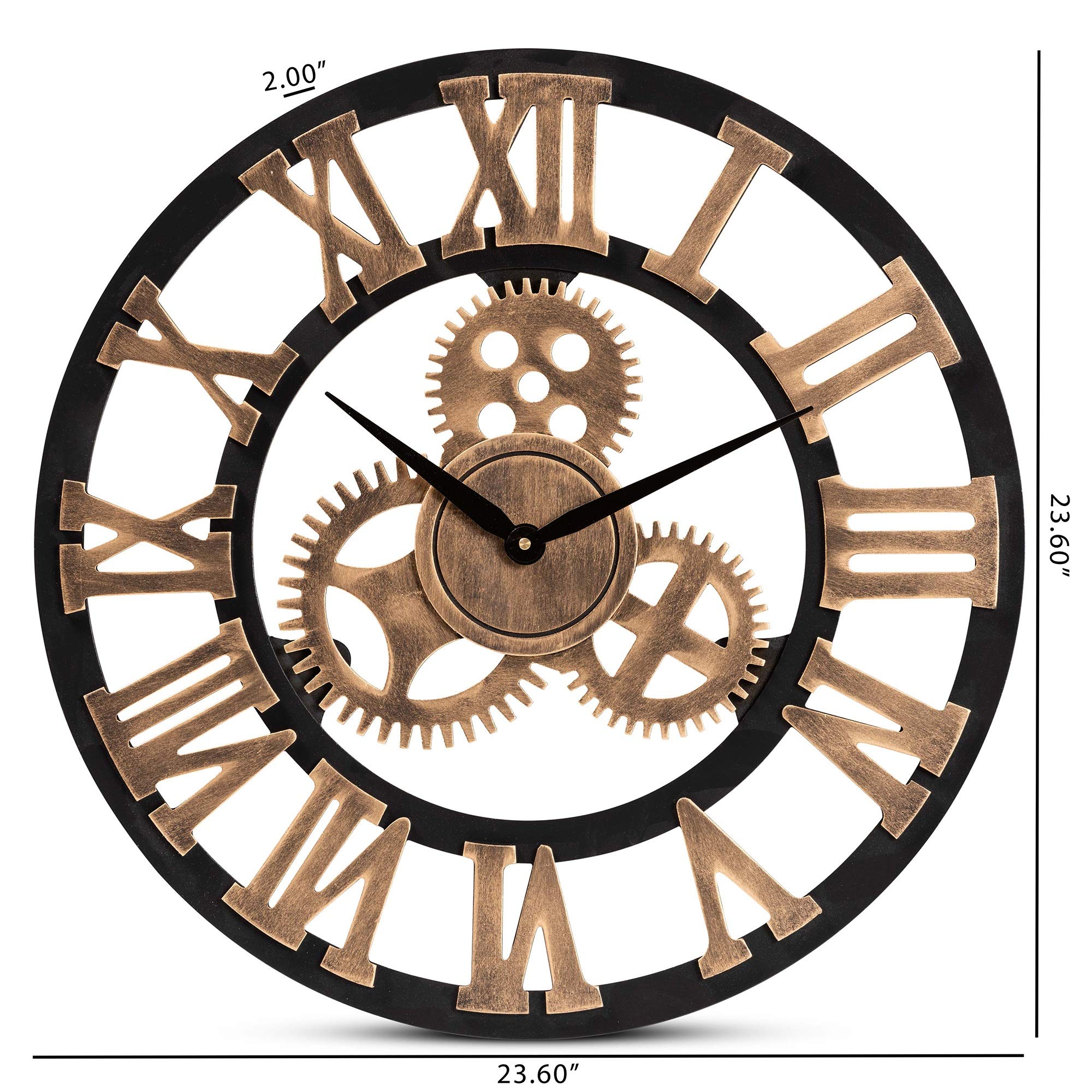 Baxton Studio Randolph - Reloj de pared de madera con acabado de estilo vintage industrial negro y marrón envejecido