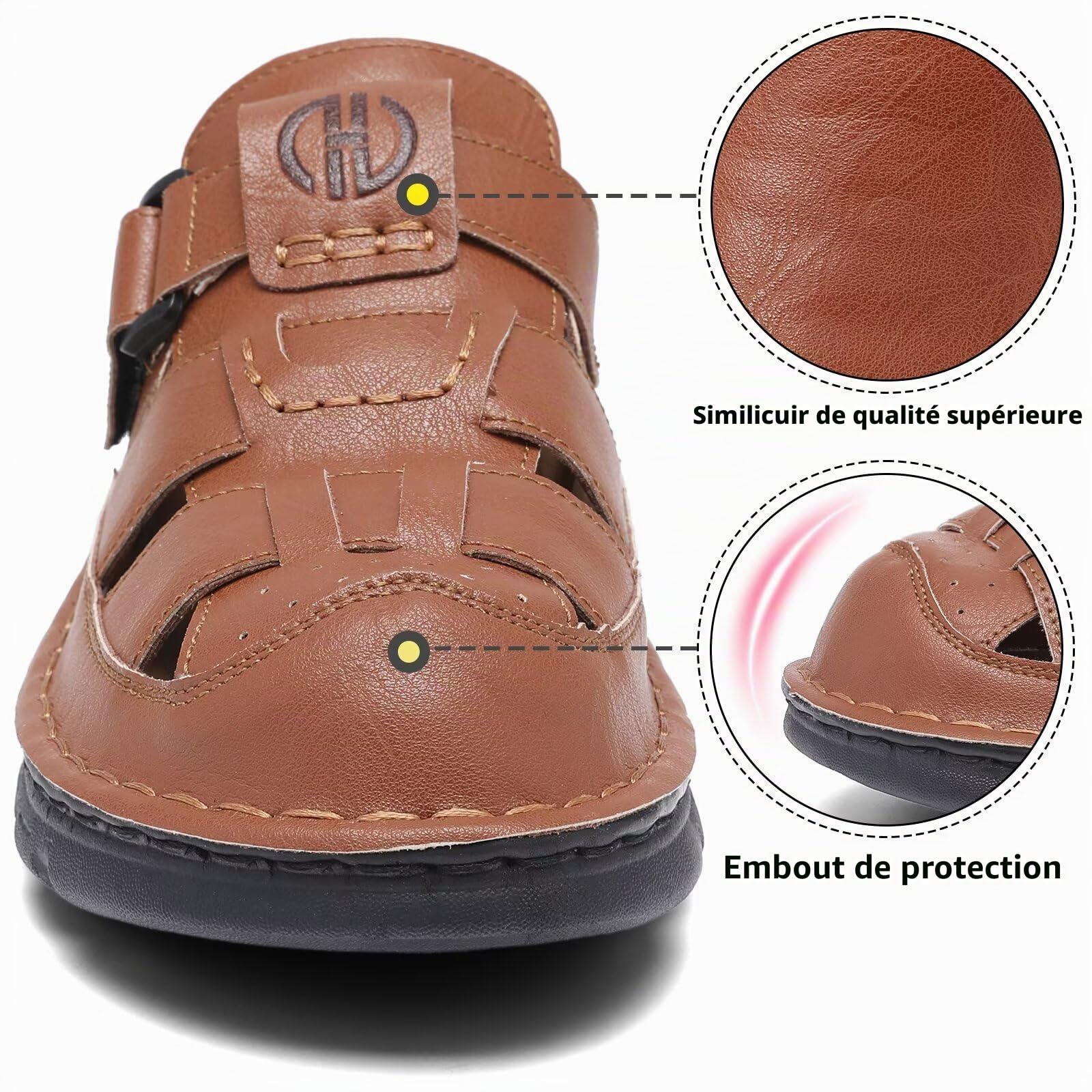 Homme Sabots et Mules Été Cuir Sandales