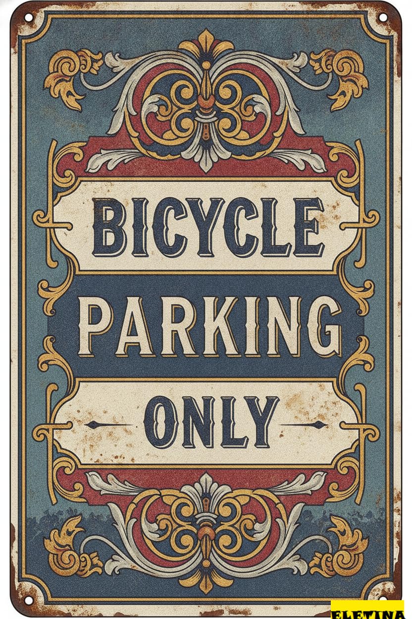 Bicycle Parking Only Metal Safety Warning Sign High Way Fence Yard Road Street Business Decor 8x12in