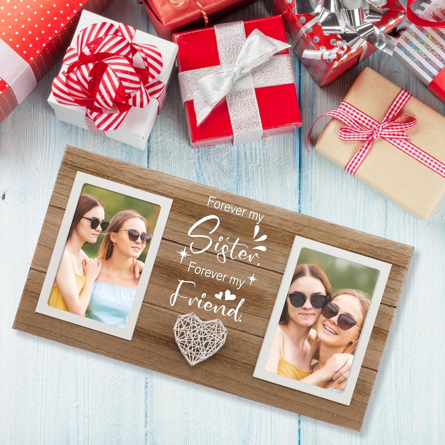 Sister Birthday Gifts From Sisters, 4x6 Picture Frame Bestie Gift - Double Photo Frame Gift Idea for Big Sister Valentine's Day Christmas Mothers Day Present