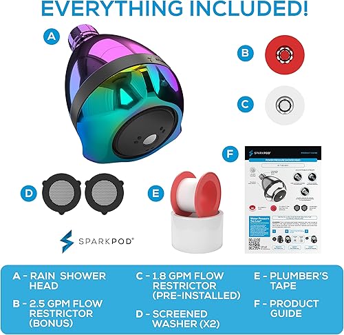 Miniatura 6 de SparkPod Cabezal de ducha de 3 pulgadas con potenciador de presión de agua de ducha, cabezales de ducha de alta presión para hogares de baja presión