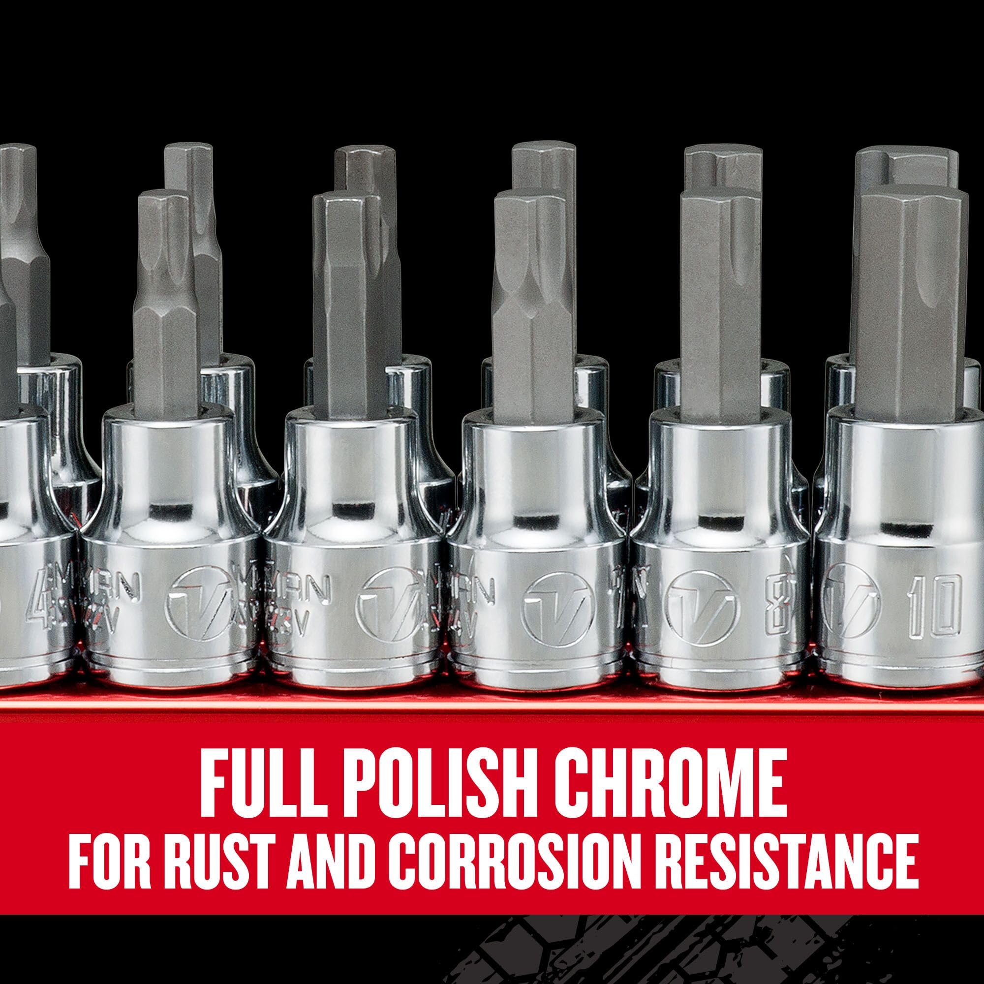 Craftsman Zestaw nasadek z serii V, Hex SAE i MM, napęd 3/8 cala, 12-częściowy (CMMT17735V)