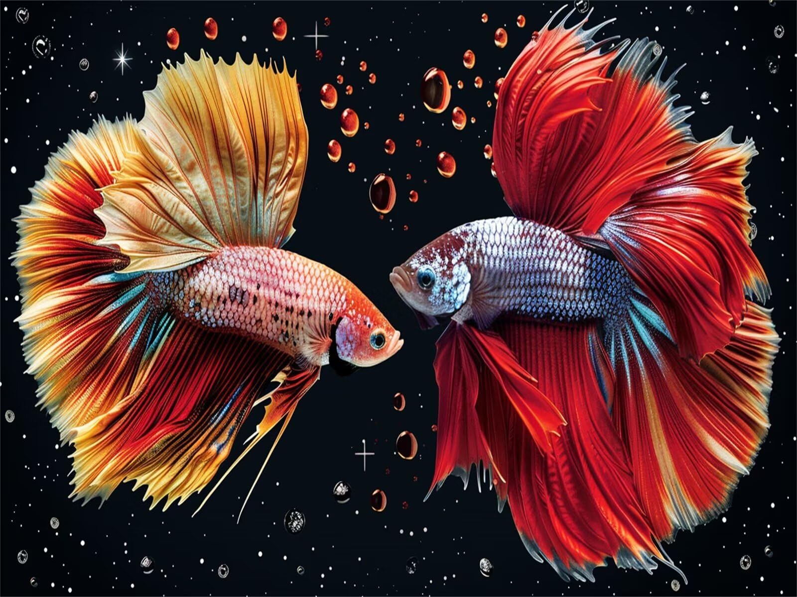 Peinture Par Numero Pour Adulte Enfant,Poisson Rouge Carpe Bricolage Peinture Par Numéros à L'huile Sur Toile,avec Peintures Acryliques Et Pinceaux Kits Pour La Décor De La Maison 40x50cm - Avec Cadre