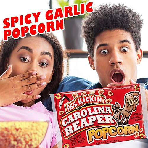 Miniatura 5 de ASS KICKIN' Carolina Reaper - Palomitas de maíz para microondas con pimienta - Snacks picantes - Paquete de 3 - Palomitas de maíz gourmet picantes