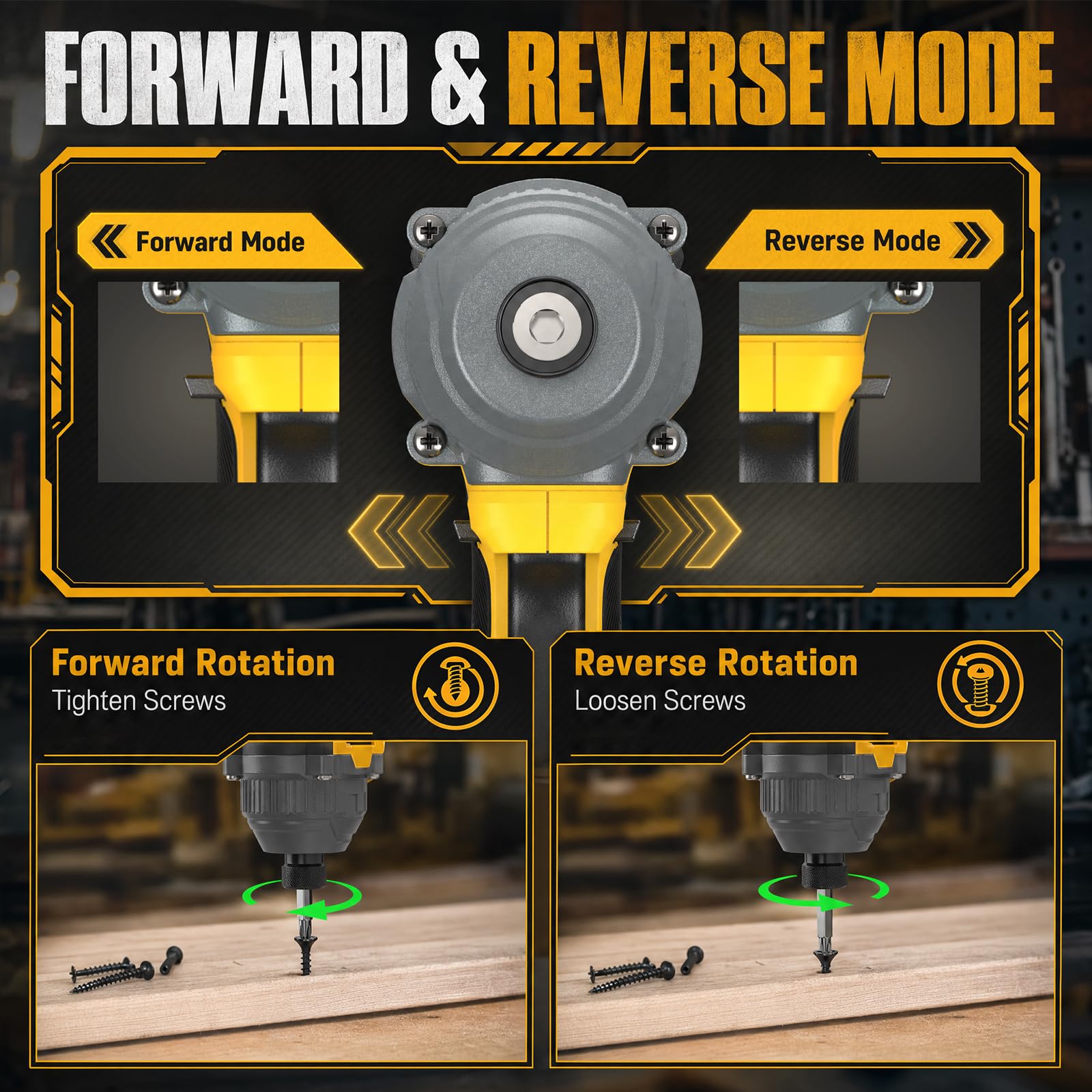 Avvitatore ad Impulsi 290 Nm, 21V Brushless Avvitatore a Impulsi, 1/4" Avvitatore a Percussione con 2 Batteria 4,0 Ah & 10 Punte & 14 Prese per Cacciavite Lavori di Serraggio Delle Viti, Giallo