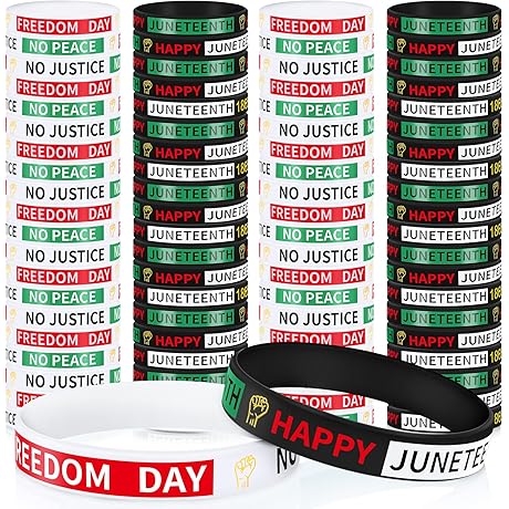80 Bulk Mixed Colors Juneteenth Rubber Bracelets