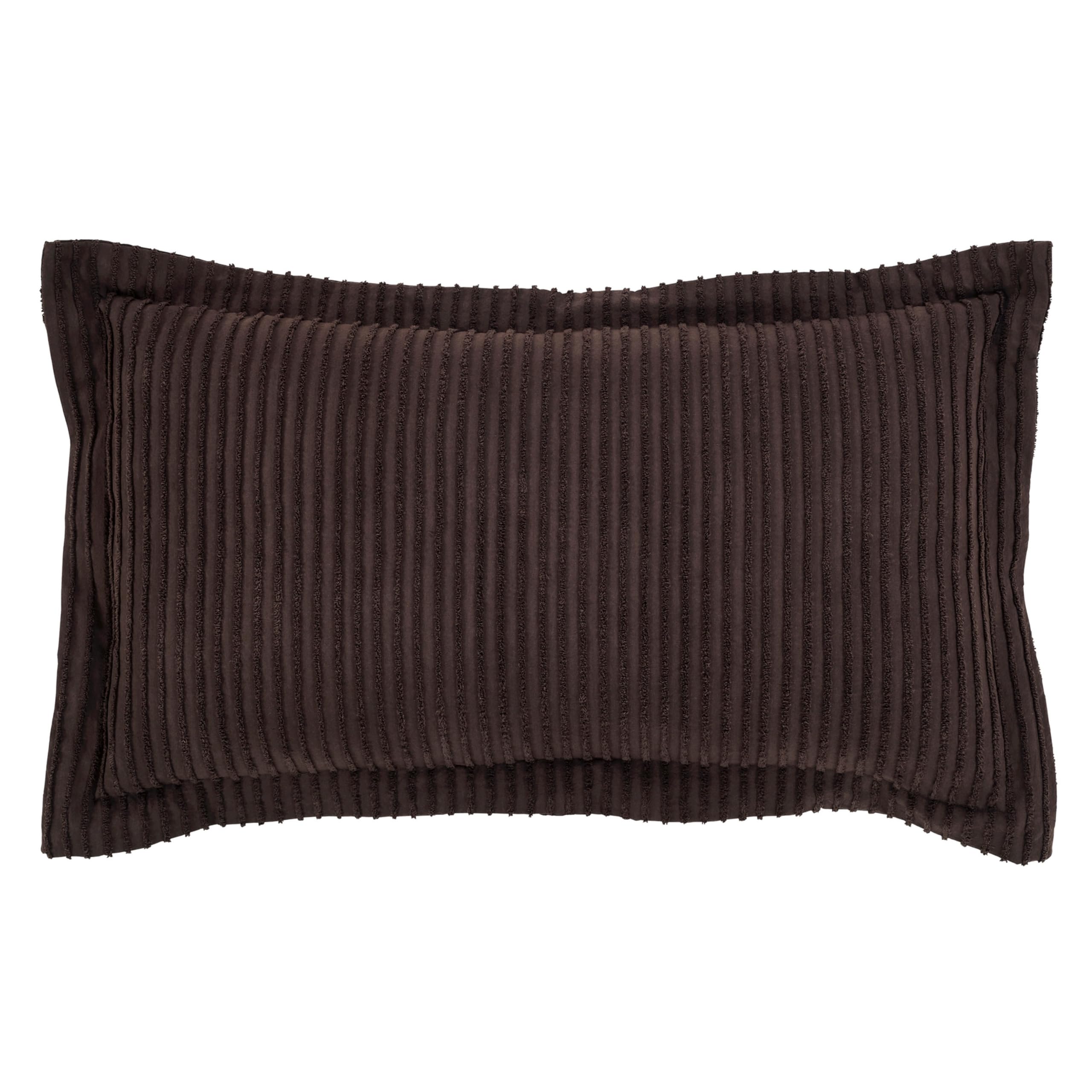 Better Trends Jullian Collection is Super Soft and Light Weight in Bold Stripes Design 100% Cotton Tufted Unique Luxurious Machine Washable Tumble Dry, King Sham, Chocolate
