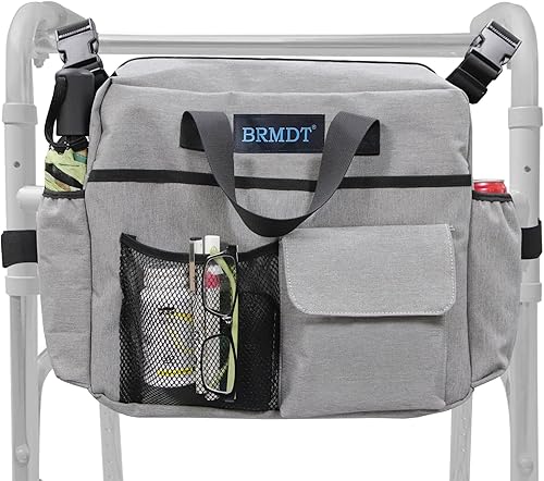 Bolsa de andador, gran capacidad con soporte para tazas de agua, diseño de bolsa multifuncional para caminantes para personas mayores (no para