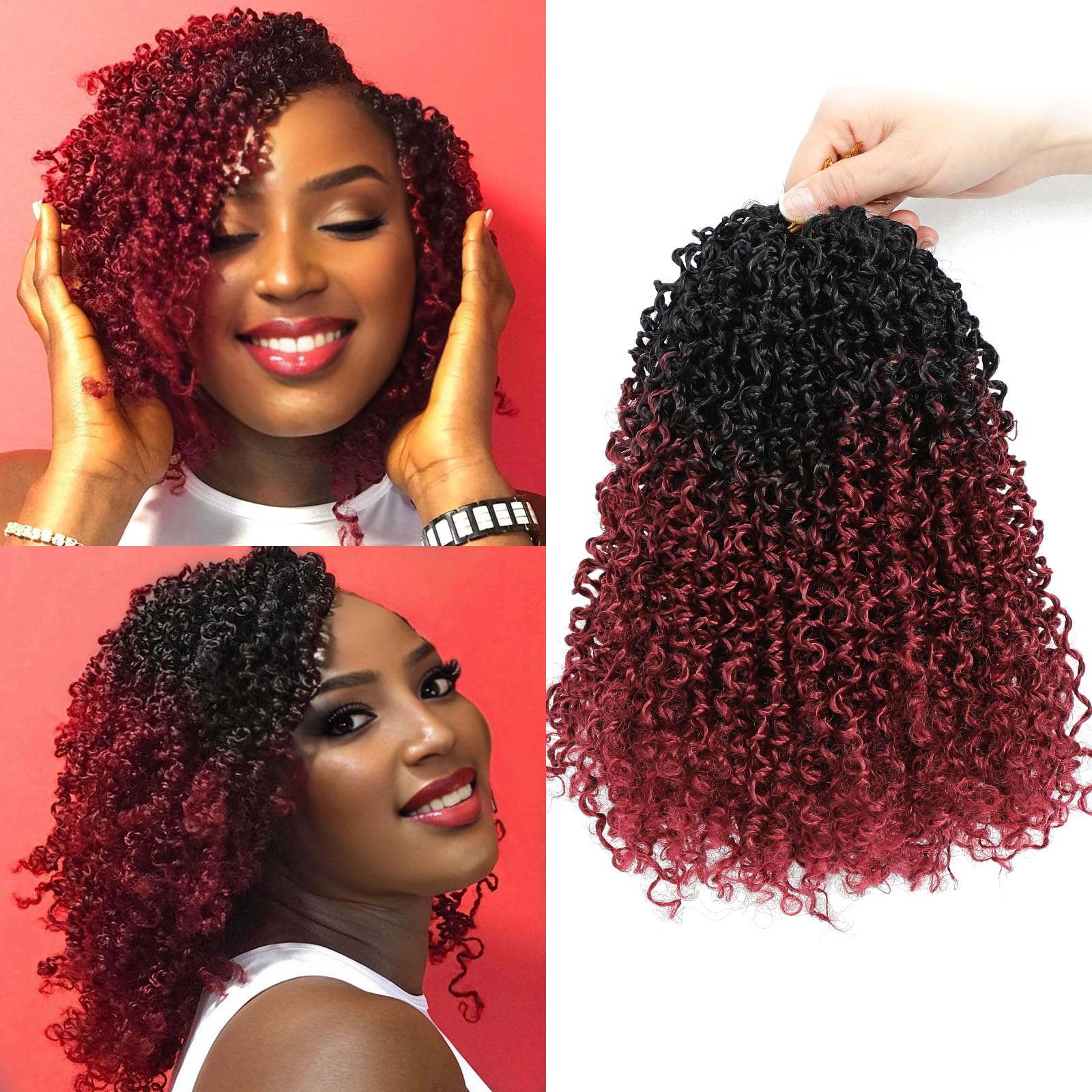 Amazon.com : Aksice Burgundy Yanky Twist Crochet Hair 8 Inch 8