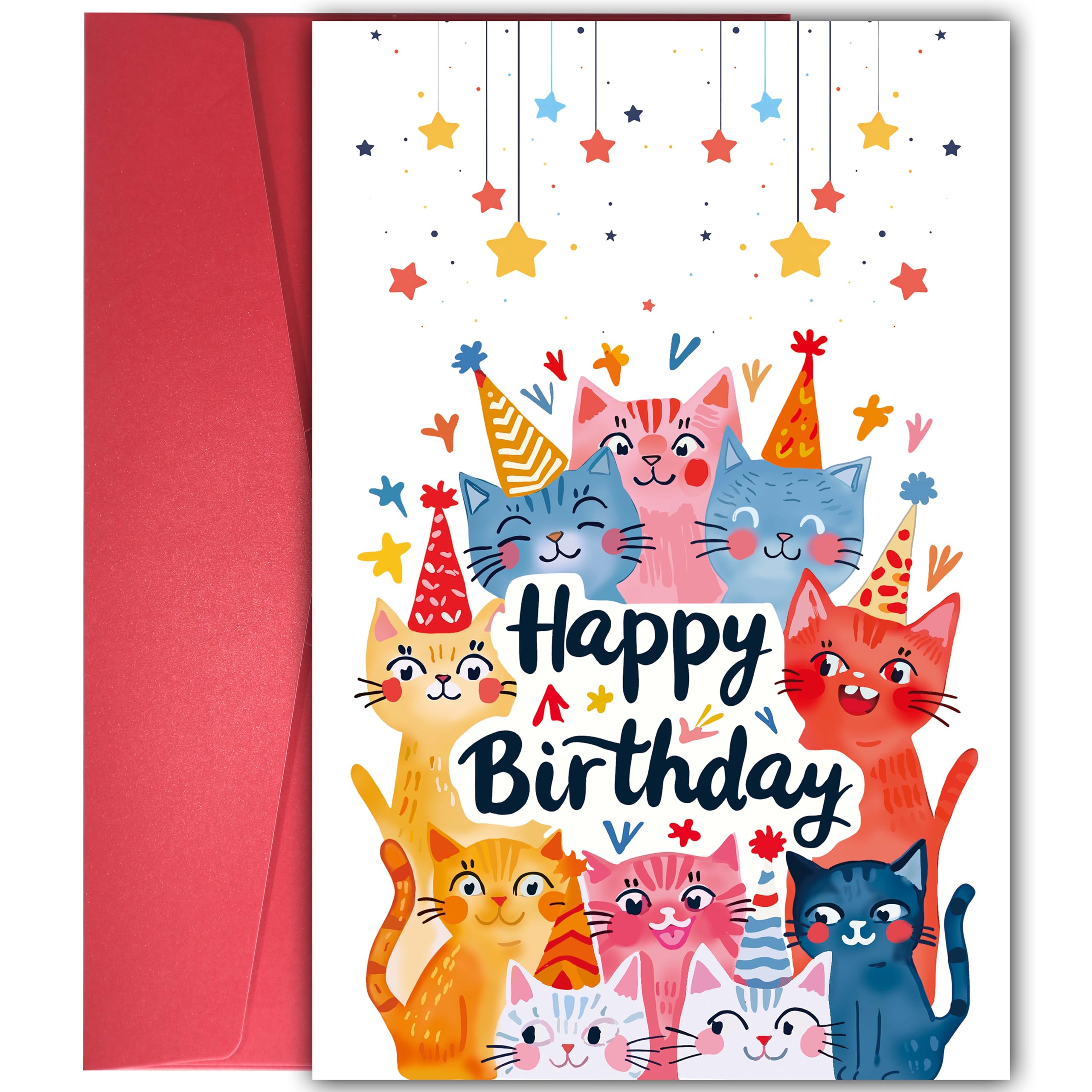YIWANSIN Funny Birthday Card for Cat Lovers, Naughty Bday Gift for Him Her, Happy Birthday Card from Your Feline Friends