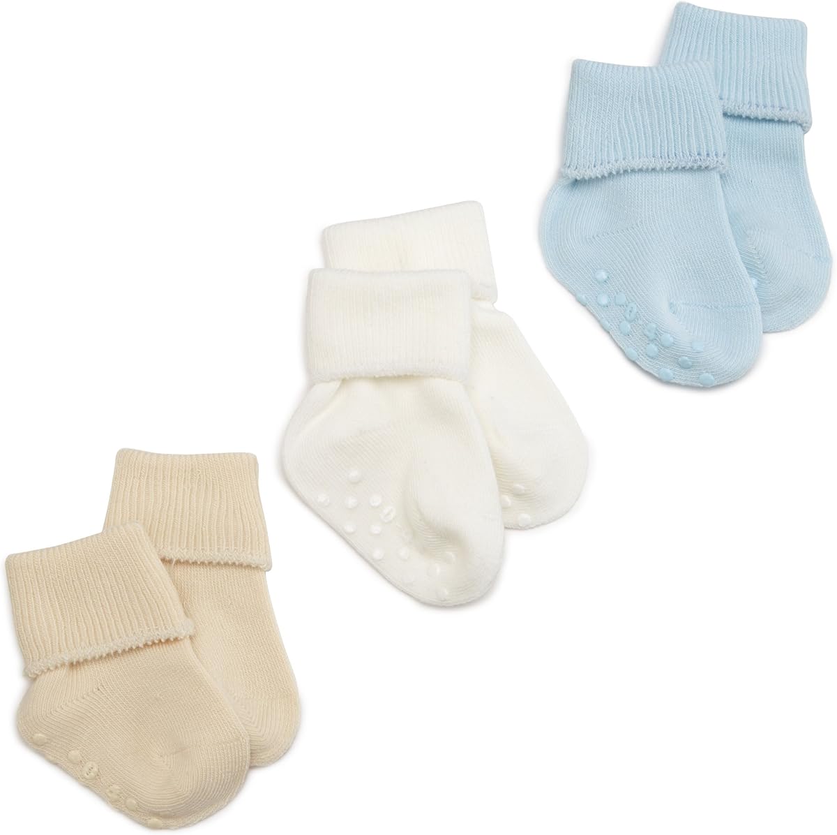 Baby Unisex Baby Organic Cotton Non-skid Turn Cuff Socks 3 Pair Pack