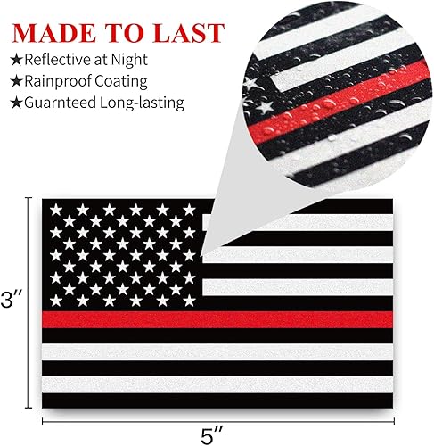Miniatura 3 de ANLEY Calcomanía de bandera nacional de Estados Unidos de 5 x 3 pulgadas, diseño de rayas reflectantes negras, blancas y rojas, calcomanías para