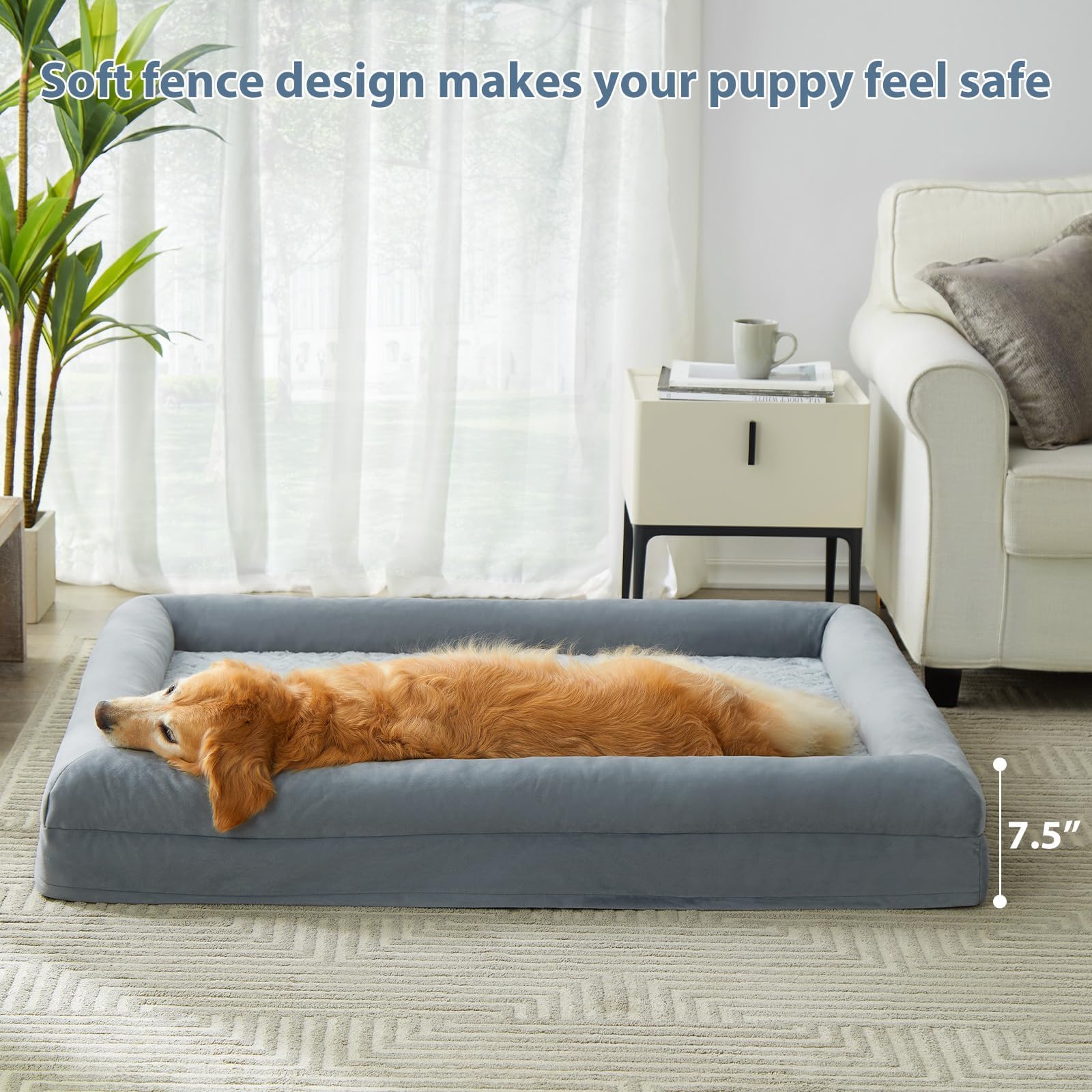 WNPETHOME Cama para perro XXXXL lavable, sofá ortopédico con funda extraíble e impermeable, sofá extragrande con laterales de refuerzo para dormir, tamaño gigante