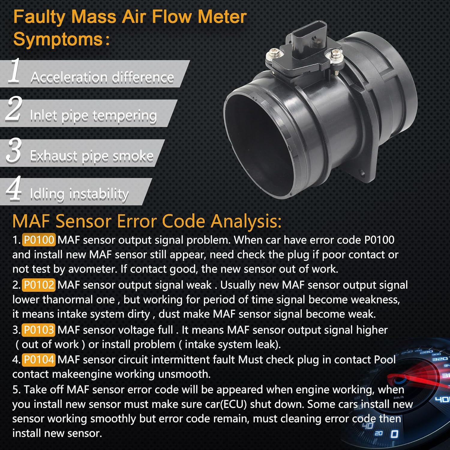Mass Air Flow Sensor for Audi A4 2.0L 09-16 / A4 Quattro 2.0L 09-16 / A5 2.0L 10-16 / A5 Quattro 2.0L 10-16 / A6 Quattro 2.0L 13-15 / Q3 2.0L 15-18 / Q5 2.0L 11-17 OE# 06J906461D