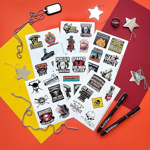 Miniatura 7 de BulbaCraft 100 calcomanías divertidas de trabajadores del hierro para sombrero duro, calcomanías de trabajadores de hierro para hombres, regalos